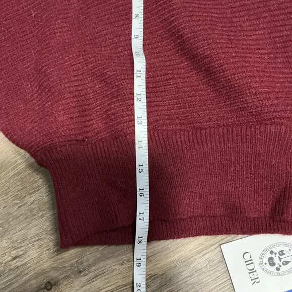 Cider Burgundy Wrap Crop Sweater NWT Size Large Ribbed Knit - Picture 9 of 10
